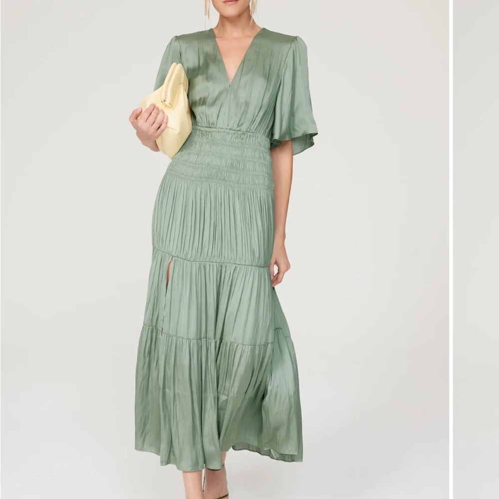 Elegant Sage Green Maje Maxi Dress size 42
